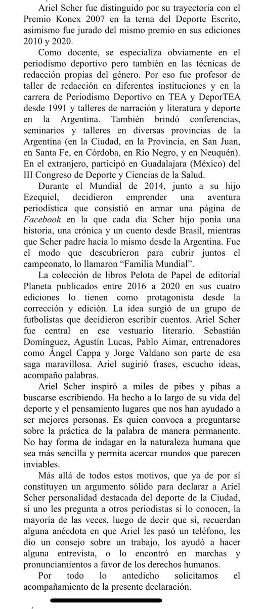 Muy merecida la declaración en <a href="/LegisCABA/">Legislatura CABA</a> de Personalidad Destacada en el ámbito del Deporte y la Cultura a un gran periodista como es Ariel Scher.