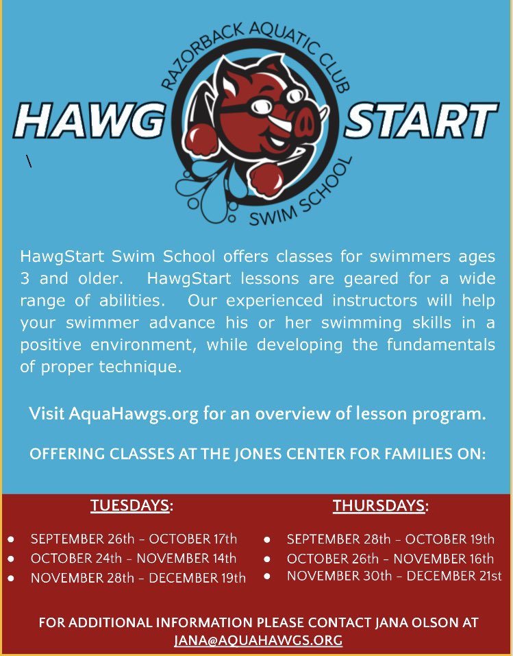 HawgStart Swim School Fall Registration is live on our website, click on the HawgStart Registration Tab to reserve your spot today AquaHawgs.org