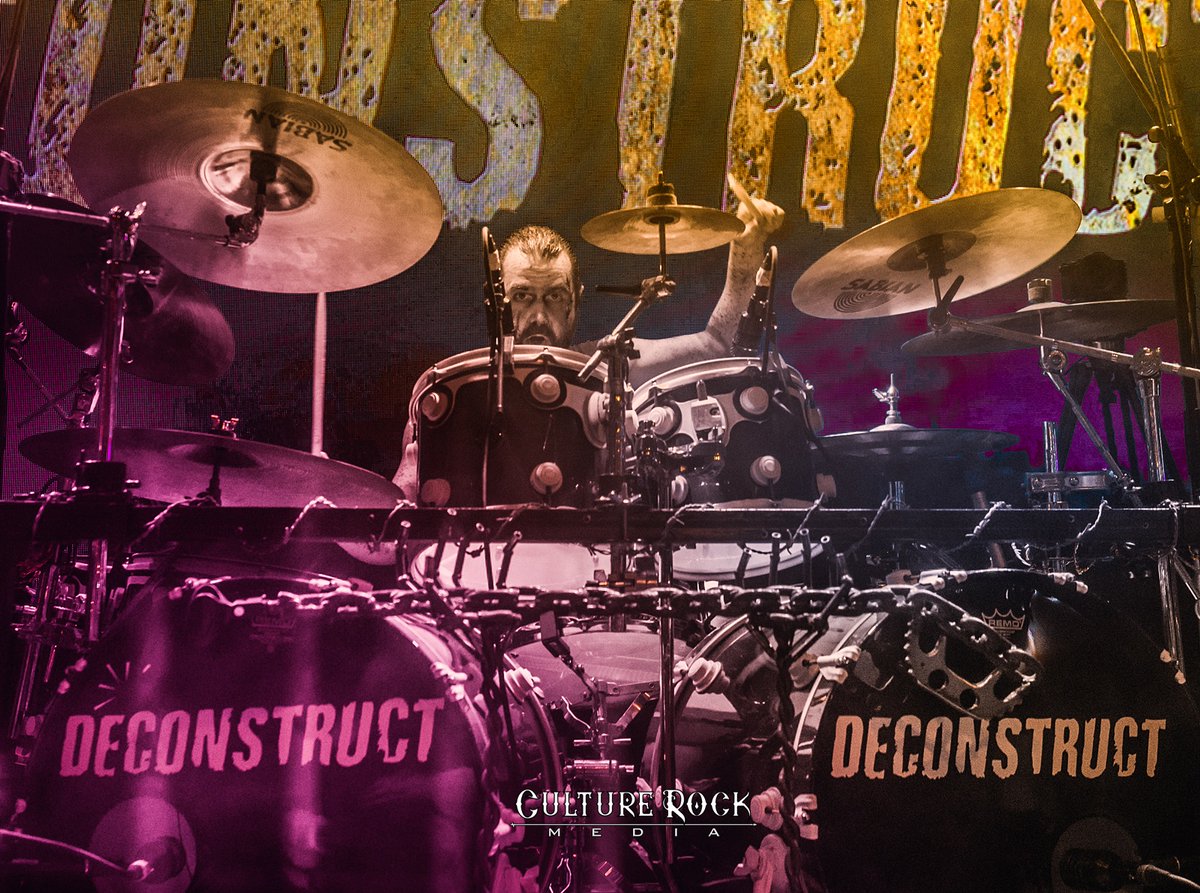 Deconstruct2021's tweet photo. Heavy Duty Demolition Expert, Frost fiercely tearing up the kit.
DECONSTRUCT will be tearing it up at Goldfield Roseville Oct 14th for a Pre-Halloween rager with our friends @fxpband &amp; Trigger Effect. Tickets on sale NOW!
#deconstructmetal #postapocalypticmetal #norcalmetal https://t.co/b8QQsBT3Sq