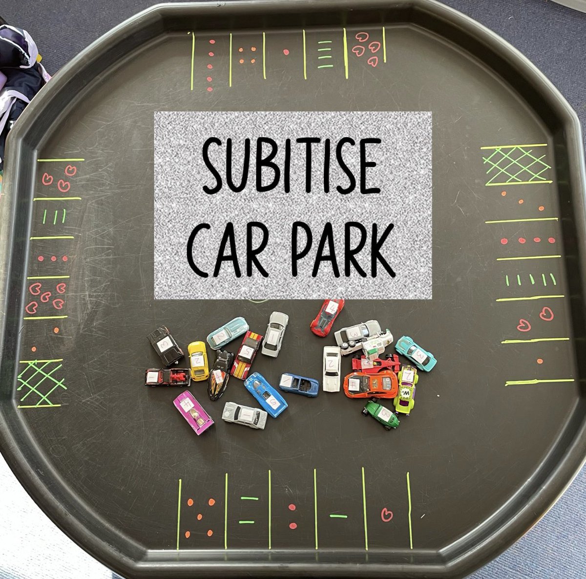 MrsGelston's tweet photo. Subitise Car Park. P1 are loving subitising to 5 #numbersense #number #eyfs #p1a #cps #mathsisfun #mathstufftray #play #eyfsmaths #earlyyears #learningthroughplay #playistheway #match #numeracy #tufftray #tufftrayactivities #earlymaths #numberrecognition
#placevalue #subitise https://t.co/m91EtZGq8t
