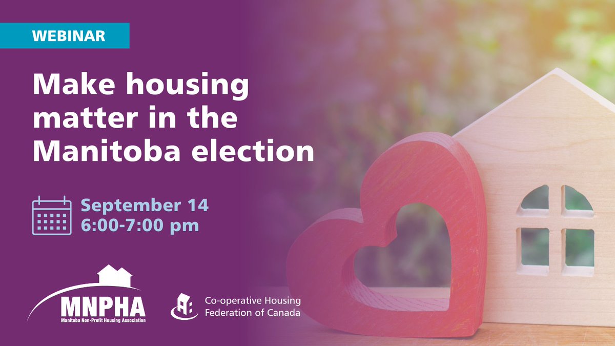 HousingRightsCA's tweet image. Join us along with @MNPHAssociation, @CHFCanada and @EHW_Wpg on September 14 at 6 pm CT for an election webinar. Together we will talk about affordable housing in Manitoba and how to get out the vote in the upcoming #MBelxn23!

Register ➜ bit.ly/3r4xbZI