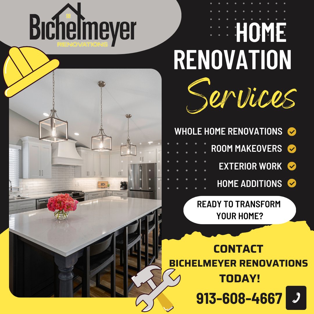 Bicren24's tweet photo. At Bichelmeyer Renovations, we provide a wide range of services to enhance your living space. From complete Home Renovations to Room Makeovers, Additions, and Exterior Work, we've got you covered. 💪
☎️☎️ (913) 608-4667
https://t.co/VOcpGt7ttC
#remodel #homerenovation #renovate https://t.co/WIXzgAs221