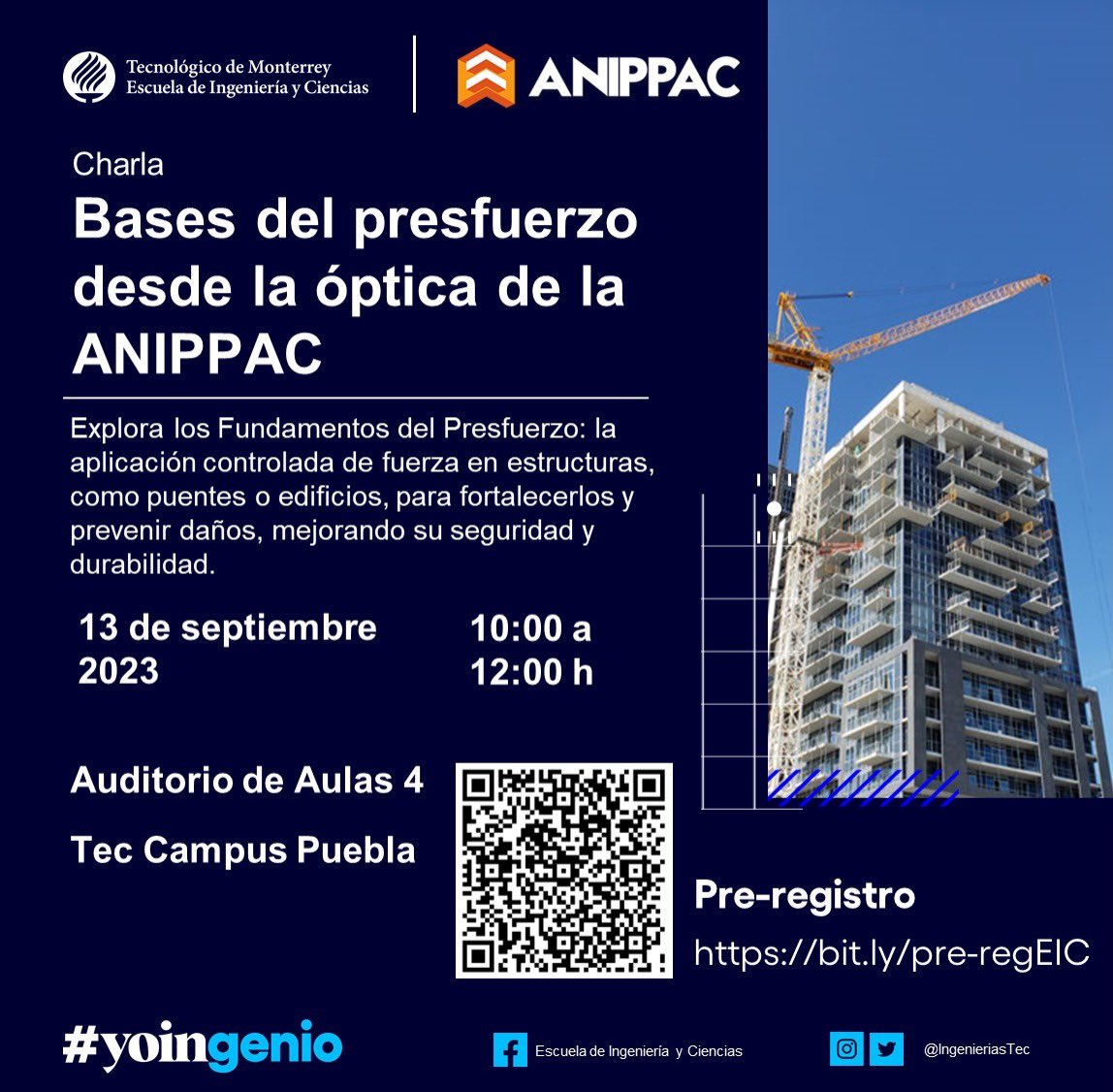 IngenieriasTec's tweet photo. ¡Descubre el poder del presfuerzo en la construcción desde la perspectiva de la ANIPPAC!
¡Te esperamos a las 10:00am en el Auditorio de Aulas 4!
Pre-registro: https://t.co/4BooFkKXCt
#YoIngenio #ingenieriaspue #anippac https://t.co/3UwvQHTmL3
