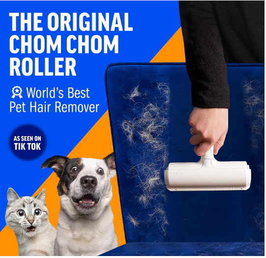 Chom Chom Roller Pet Hair Remover amzn.to/3Rdhr1b  #PetHairRemover #LintRollerForPets #PetHairTool #FurRemover #PetGrooming #StickyRoller #LintRemoval #ReusableRoller #DogHairRemoval
#CatHairRemover #UpholsteryCleaning
#PetHairCleaning #Thursday