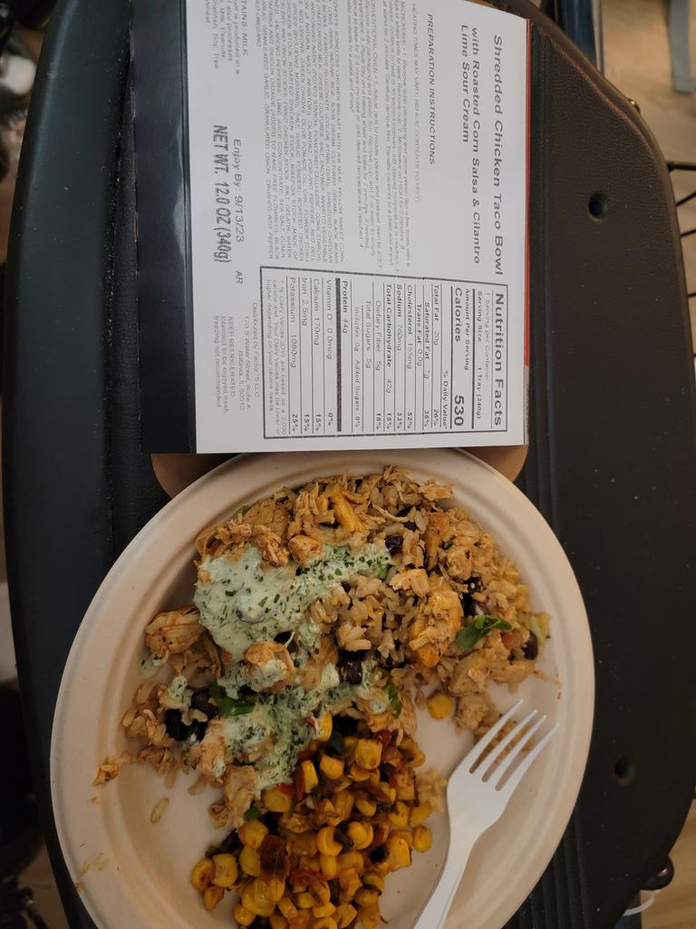 1st day Factor
Shredded chicken taco bowl
530 cal  44prot 5 fiber
Very tasty