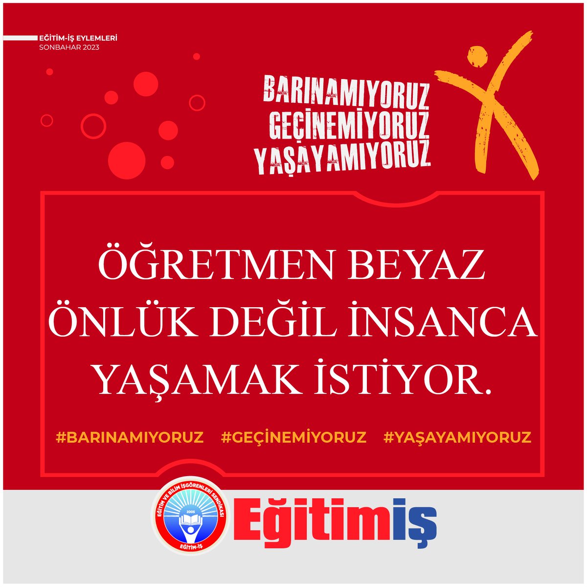 Cumali_Akatay_'s tweet photo. Bundan böyle elzem olan  emekçilerin yüreklerinden korkuyu silip süpürerek, yerine cesareti koyarak,  yetkinin de bundan böyle  demokratik ve meşru araçlarla, el değiştirmesi için tüm alanlarda eylemliliğimizle mücadele edeceğiz. 
#BarınamıyoruzGeçinemiyoruzYaşayamıyoruz https://t.co/ng3VF54lax