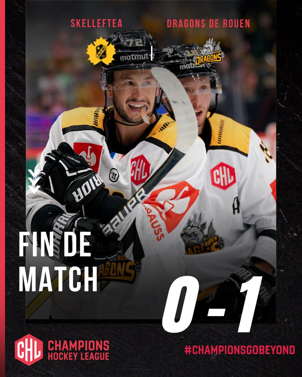 ⌛️ 𝙁𝙄𝙉 𝘿𝙀 𝙈𝘼𝙏𝘾𝙃

Ils l’ont fait !!!!!!!!!!!!! Exploit historique des Dragons qui font tomber le vice-champion de Suède dans son antre !! Quel match héroïque des jaunes et noirs…Impossible n’est pas 🟡⚫️ !!!

🏒 Francis Perron

#GoDragons