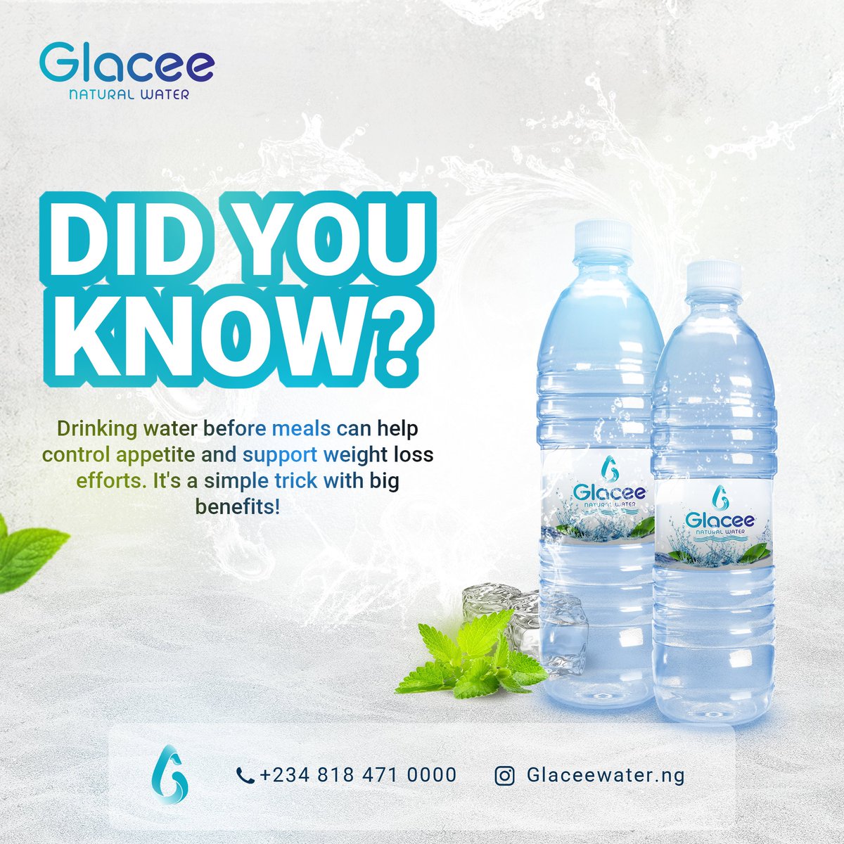 GlaceeWater's tweet photo. Have you been trying to lose weight and control your appetite? Well...👇🏾
•
•
•
#Glacee #Waterbottlesinlagos #HealthTips #weightlosstips #appetite https://t.co/oWWgOucfeK