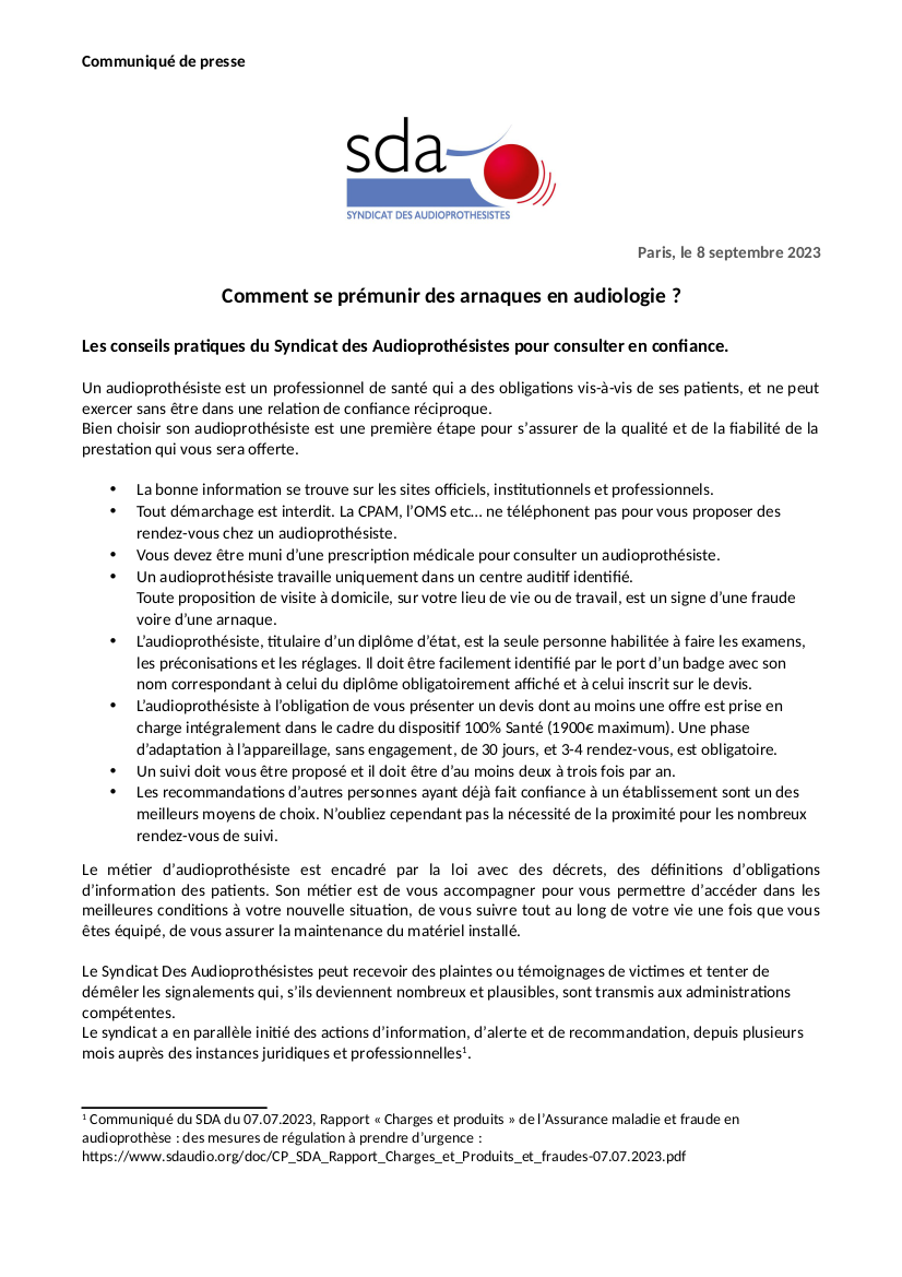 Syndicat des audioprothésistes (SDA) tweet media
