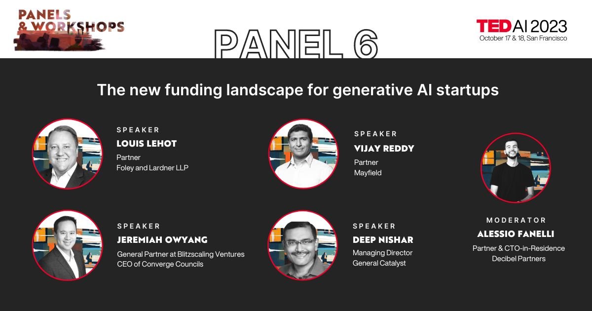 I'll moderate a panel on AI startup funding at @TEDAI2023 in October! 💸 I think there's a lot of misunderstanding about what's going on in this space, excited to debunk them.

I have some 25% discount codes as well, if you're interested in attending shoot me a DM :)