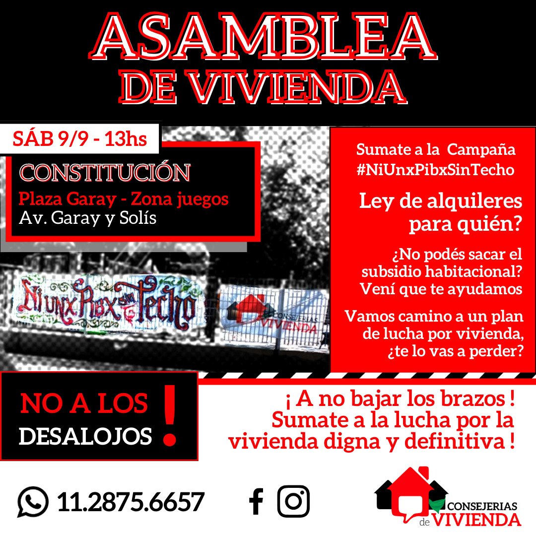 consejeriasdev1's tweet photo. ¿Estás con desalojo? ¿No te alcanza para alquilar? ¿Atravesás violencia de género y necesitás irte? En épocas de crisis, nos bancamos entre nosotrxs. No estás solx. La vivienda es un derecho, no una mercancía.

#vivienda #derechos #lucha #organización #alquiler #niunxpibxsintecho https://t.co/nfsv8BpPGC
