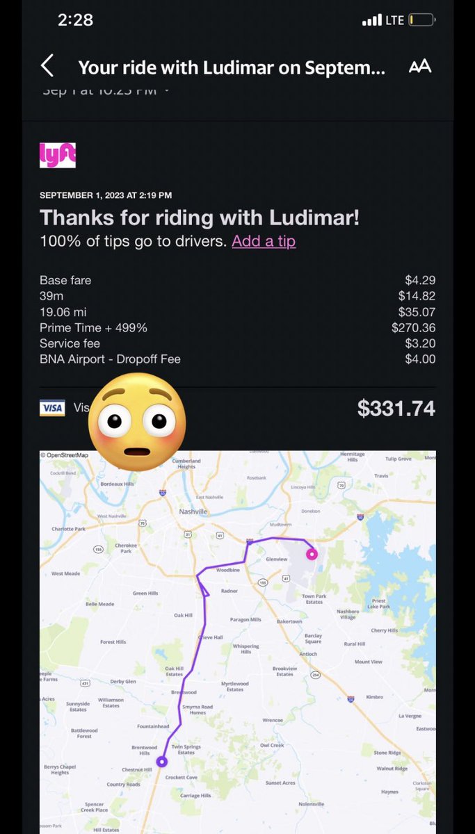destiny_zee's tweet photo. Can y’all explain this??? How was I charged 499 percent prime time? When I was told my ride was going to be $18? I’m sorry but that is insane!!! #lyft #overcharge #wtf #fixthisplease https://t.co/38SjnWCQwo