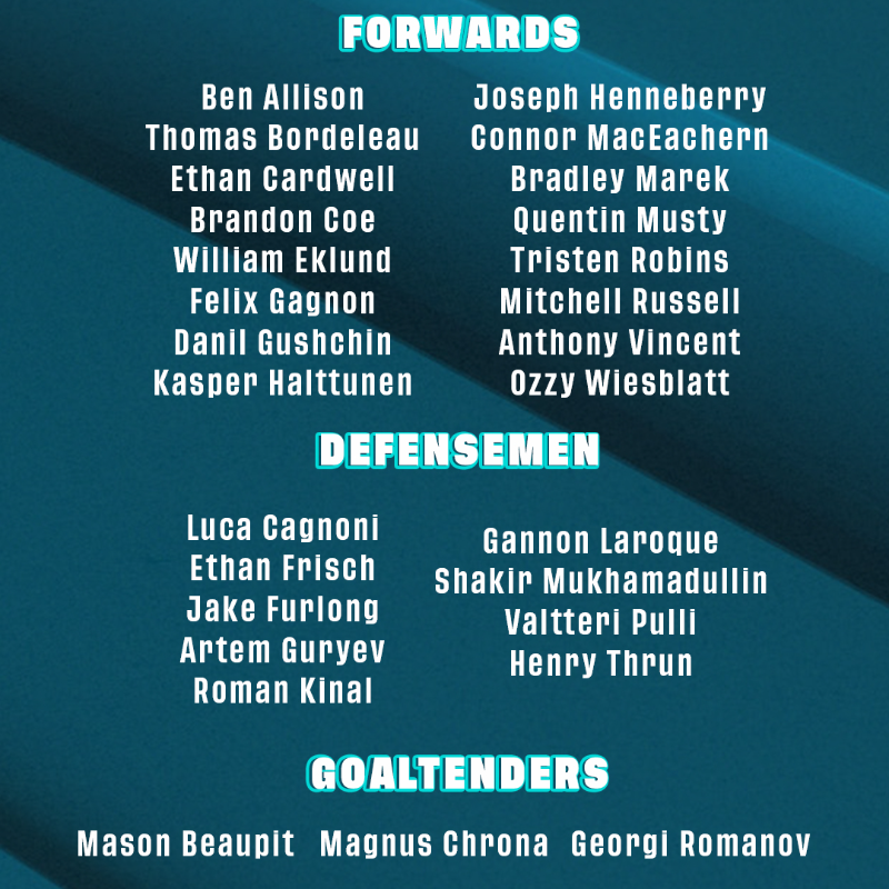 SanJoseSharks's tweet photo. The (Rookie Faceoff) roster is SET!