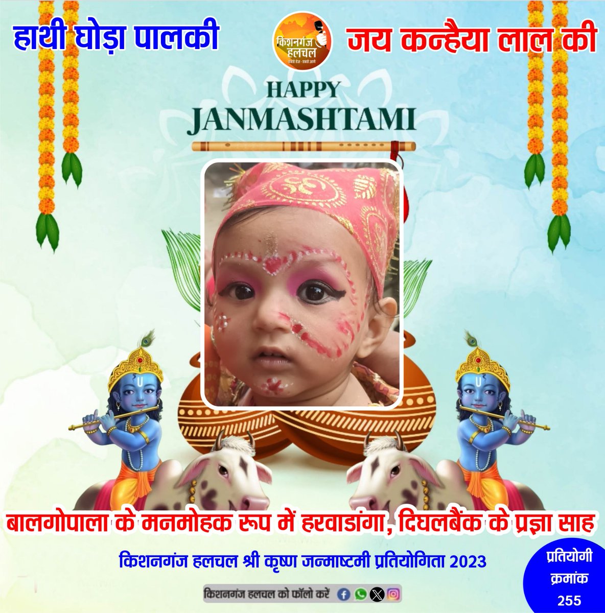 Kishanganj_News's tweet photo. आइए, जन्माष्टमी को विशेष बनाएं, इस उत्सव को साथ मनाएं किशनगंज हलचल के संग जन्माष्टमी से जुड़ी मीठी यादें साझा करें : तस्वीर/प्रस्तुति करे व्हाट्सएप  : 94707 05951, 8210020535

#Janamashtami #किशनगंजहलचल #krishnajanmashtami 🌼 https://t.co/jawUNlKoD9