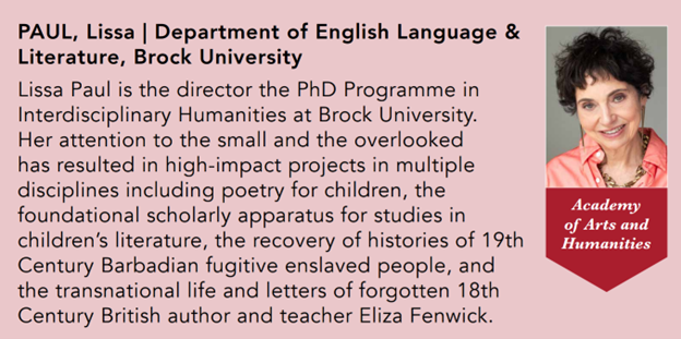 Our very own Professor Lissa Paul is now a Fellow of the Royal Society of Canada in the Academy of Arts and Humanities. Congratulations on this most prestigious honour!
Read the full press release here: rsc-src.ca/en/news/press-…
<a href="/brockhumanities/">Brock Humanities</a> <a href="/EnglishBrockU/">Brock English Dept</a>