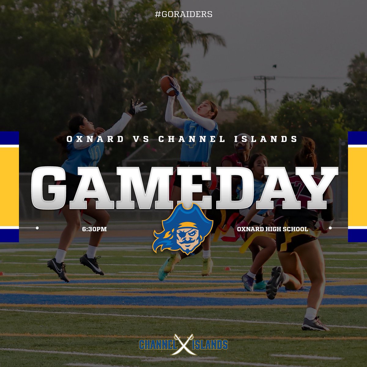 Game Day

Flag Football

Channel Islands
🆚
Oxnard

🕰️6:30PM
📍Oxnard High School

#WeAreOxnardUnion #HereWeCome