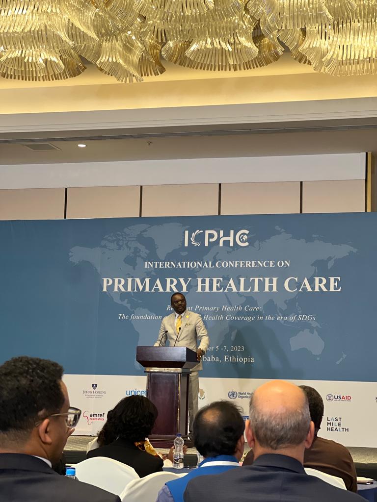 AfricaCDC's tweet photo. Today, at the International Conference on Primary Health Care, and following productive discussions with public health leaders &amp; health practitioners, Dr. @JeanKaseya2 delivered closing remarks by taking stock of the challenges &amp; solutions in health care systems on the continent. https://t.co/9KzAjF1rYX