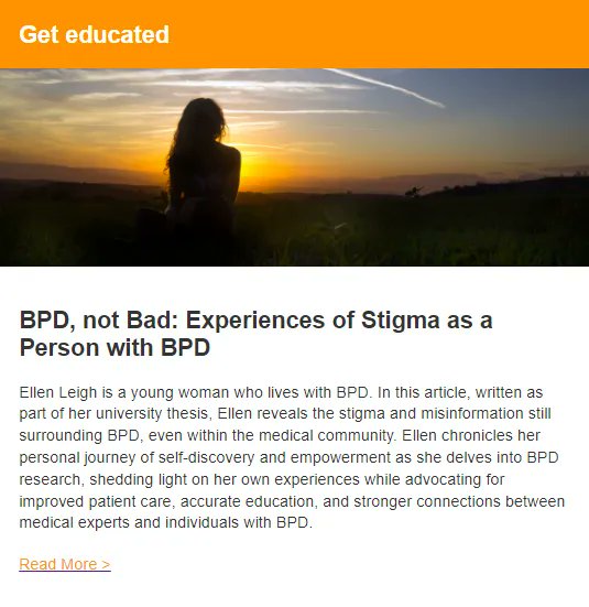 SashbearOrg's tweet photo. Article: BPD, not Bad: Experiences of Stigma as a Person with BPD by Ellen Leigh.
Ellen is a young woman who lives with BPD and reveals the stigma and misinformation still surrounding BPD. Read more https://t.co/s5f5mLSUYx
#TheMoreYouKnow #Skills #BPD #EndTheStigma #Sashbear https://t.co/iWk9vViZLb