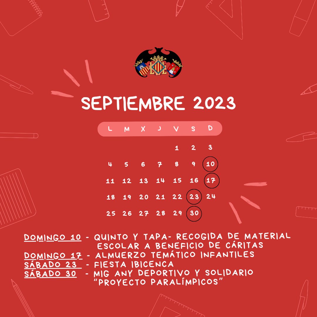 ¡Hola septiembre!

Estos son nuestros eventos programados, estábamos deseando volver.
¡Os esperamos!
#femfalla #castellonsegorbe2024 #castellonsegorbe24 #fallas24 #fallas2024 #proyectoparalimpicos