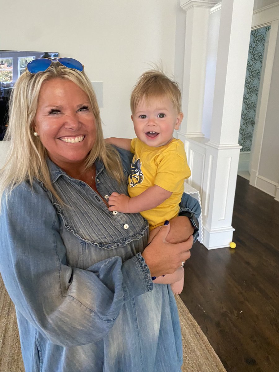 bulldoghoosier's tweet photo. Our little Walker in Texas is ready to cheer on  @EllieWalker21 and the Augustana Vikings!  Let’s do this, y’all!!! 🤠💙🏐 https://t.co/3CmP6x4qvB