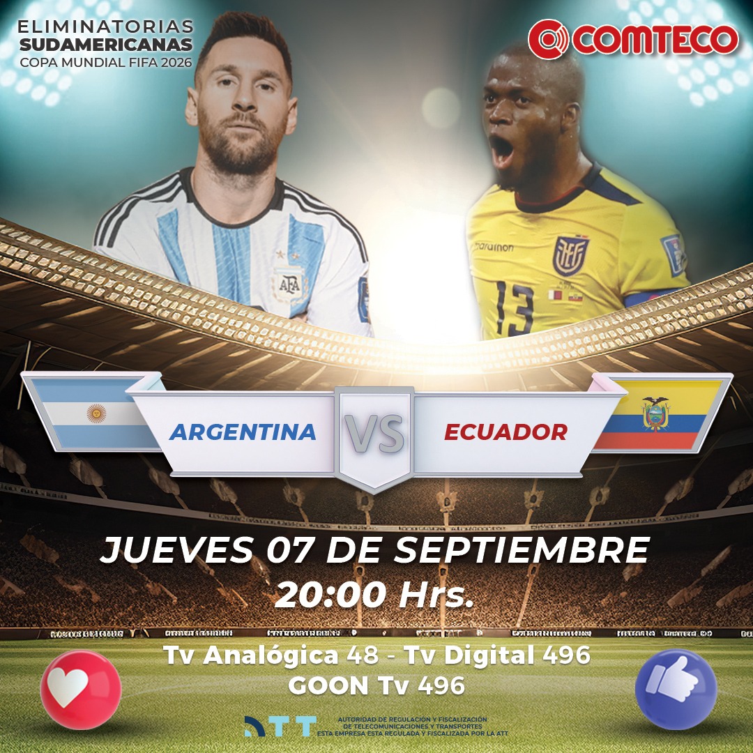 Comteco_RL's tweet photo. .@Argentina vs @FEFecuador ⚽💪. #Eliminatorias #Mundial #futbol #Argentina #Ecuador #Bolivia

Servicio disponible para clientes de Comteco.
Contrata en https://t.co/2OyCsPySEh https://t.co/tpnFrj4VGP