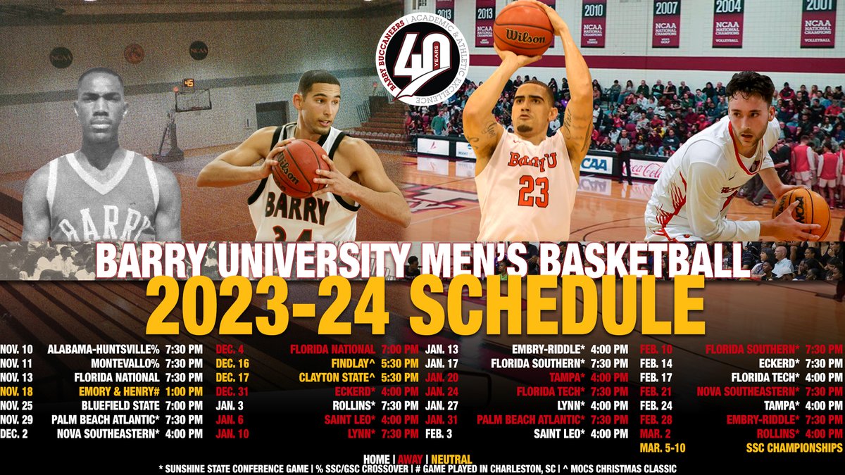 GoBarryBucs's tweet photo. The 2023-24 @BarryUMBB Schedule is up!
View it here: https://t.co/HyqbdHx5M3 https://t.co/SiTn4mWTue