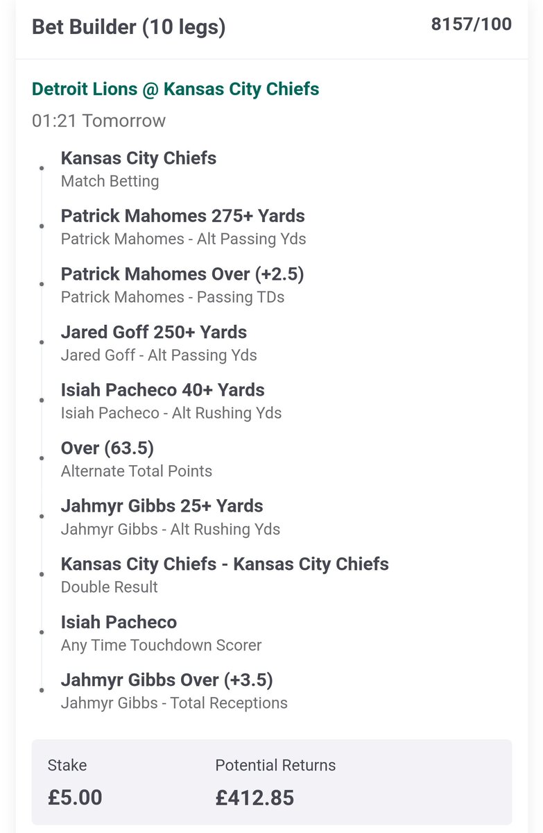 NFLuktips's tweet image. Opening season game NFL bet builder on PP they are giving a 5 free bet if you place a 5 bet on the game with them. Gone high on the points line lower it if you dont wanna take the risk its a .5pt bet gl if following #NFLKickoff #NFLUK #NFLTips