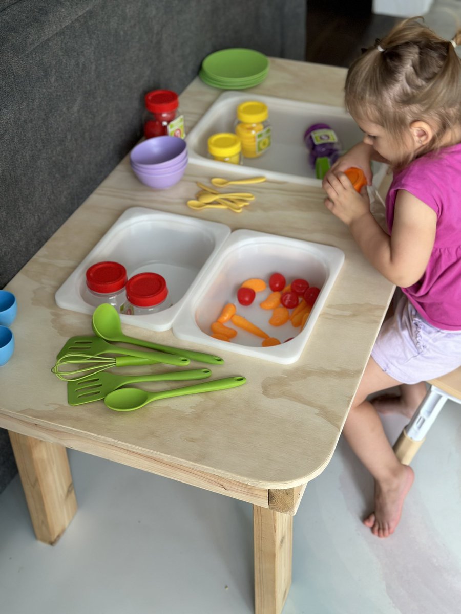 KKitchenz's tweet photo. An invitation to explore number colour and food recognition at a sensory table! #sensorytable #sensorytablesetup #invitationtolearn https://t.co/xnAjaahfM7