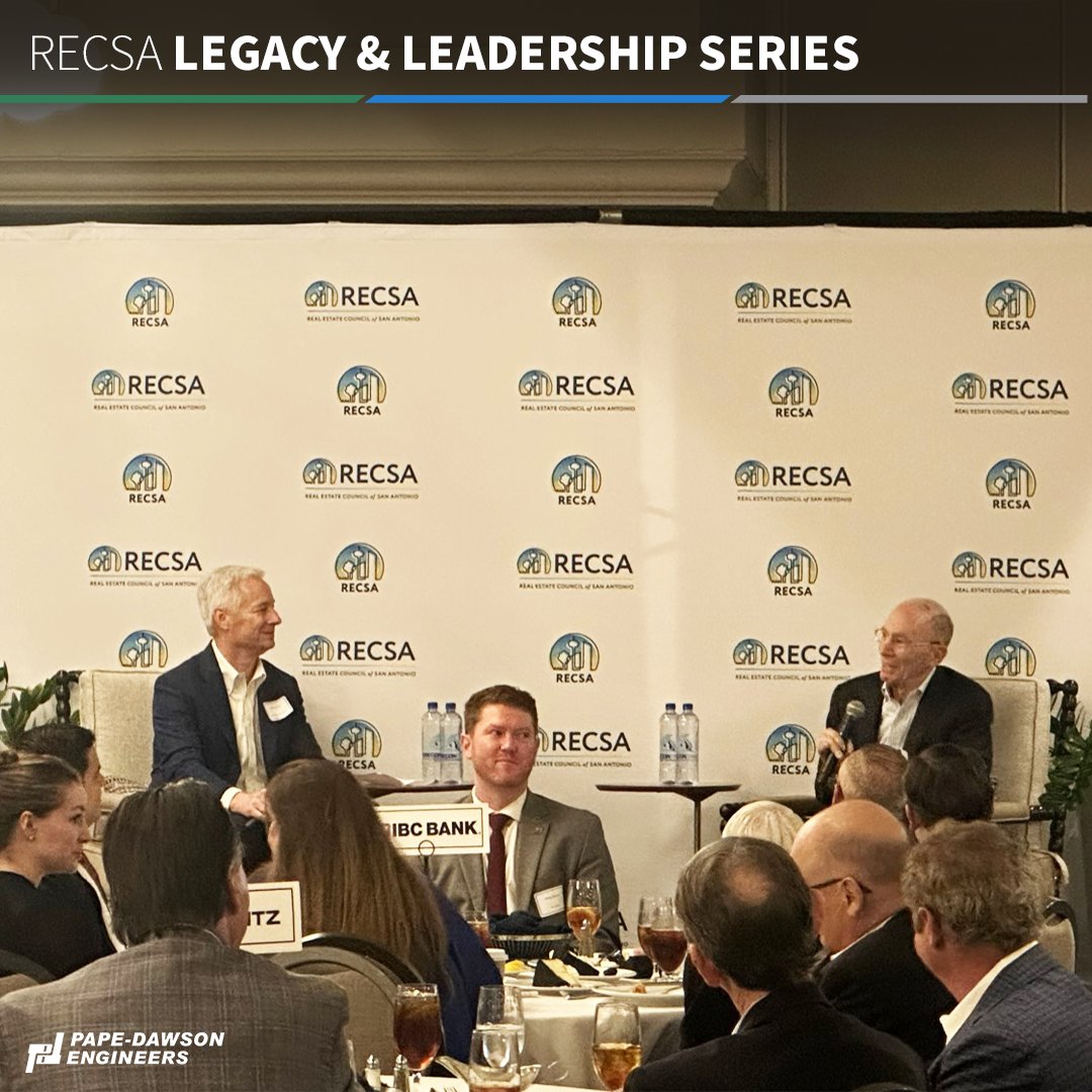 Pape-Dawson (@papedawson) on Twitter photo Gene Dawson, President of Pape-Dawson, served as moderator at <a href="/RECSATX/">Real Estate Council of San Antonio (RECSA)</a>'s Legacy & Leadership Luncheon today! Attendees had the opportunity to hear from industry leaders about how they have and continue to navigate the ever-changing landscape of San Antonio. Gene Dawson, President of Pape-Dawson, served as moderator at <a href="/RECSATX/">Real Estate Council of San Antonio (RECSA)</a>'s Legacy & Leadership Luncheon today! Attendees had the opportunity to hear from industry leaders about how they have and continue to navigate the ever-changing landscape of San Antonio.