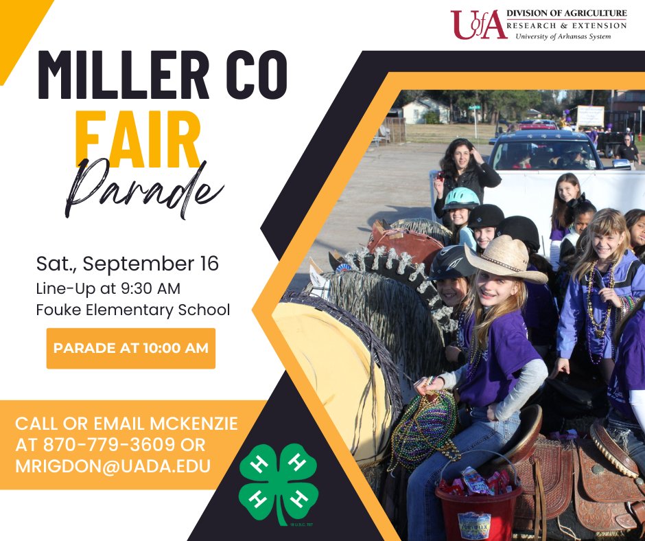 MillerCo4H's tweet photo. Miller County 4-H will be participating in the Miller County Fair again this year. If you would like to help decorate the float and/or ride on the float, please contact McKenzie. https://t.co/qBowuQzDwQ