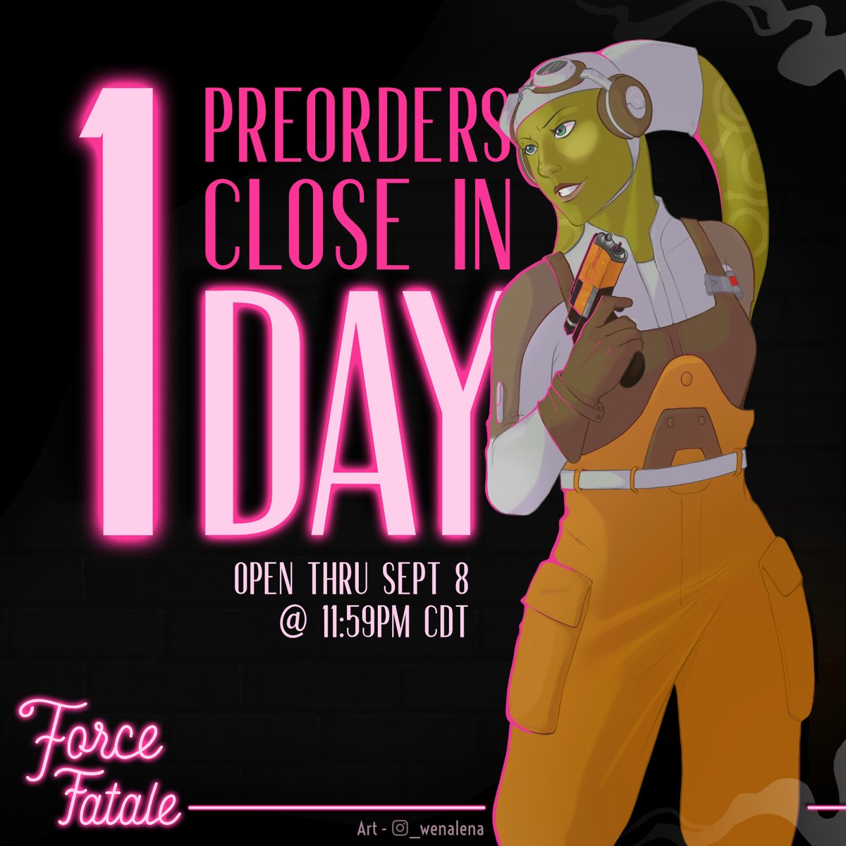 forcefatalezine's tweet photo. Preorders for Force Fatale, a charity zine celebrating the women of Star Wars, close TOMORROW, September 8, at 11:59PM CDT! Grab your copy before it's too late!

>> https://t.co/aKaoiPs3Dj << https://t.co/3M84UTqUbS