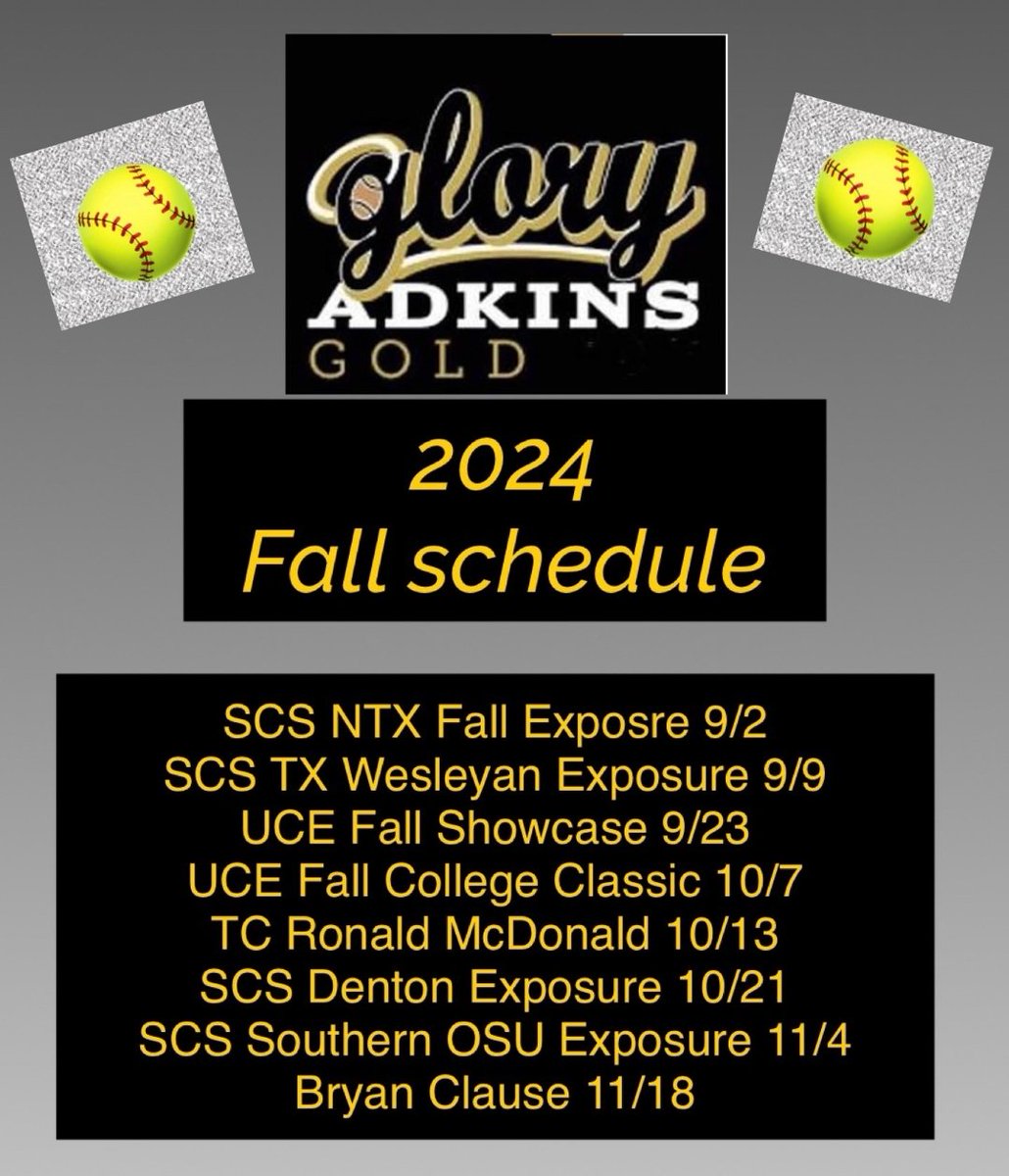 Team schedule for the fall!!