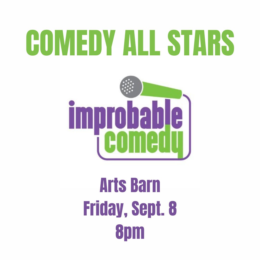 It's an All Star Comedy lineup, in one great night of comedy. Improbable Comedy presents Comedy All Stars Friday, 9/9, 8pm. Cash bar & light snacks available. Tickets at gburg.md/Comedy23 and at the door.

#comedy #gaithersburg #gaithersburgmd #standup