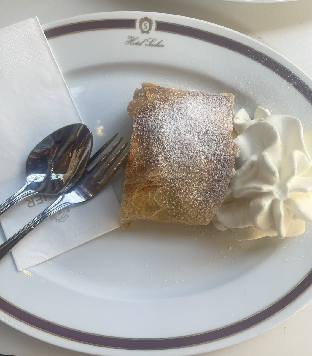 So, you’re in Vienna on a warm sunny afternoon. You happen upon the Hotel Sacher café… You’re not just going to have a coffee are you? #apfelstrudel #wheninRome