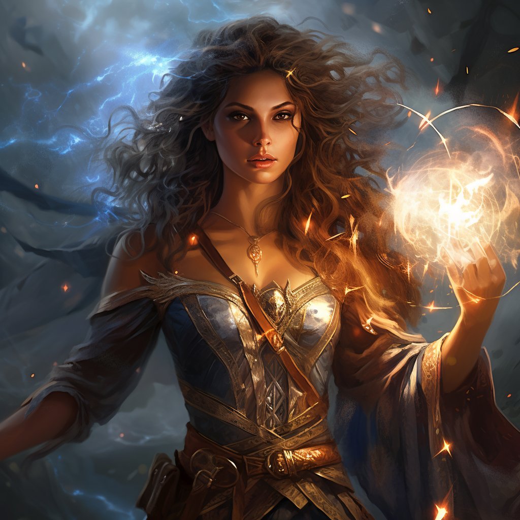 JaphyRose's tweet photo. "Harness the Energy Within" - The #Sorceress raises her staff, channeling the raw energy of the elements. Sparks of electricity crackle around her as she taps into the forces of nature, using them to shape her destiny and bring forth her true potential.  #BDO #BlackDesertOnline https://t.co/TQcUDJppkU