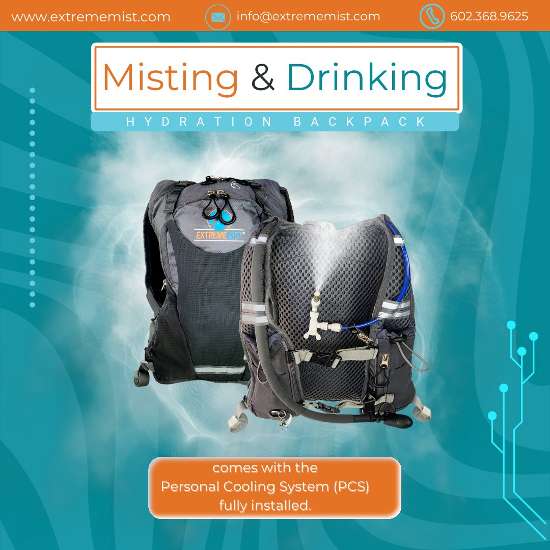 ExtremeMistPCS's tweet image. Stay refreshed on your outdoor adventures with the perfect combo: Misty trails and a hydration backpack! Keeping cool and well-hydrated while exploring nature's wonders.
#MistingMagic #HydrationAdventures #coolingbackpack #mistingbackpack #staycool