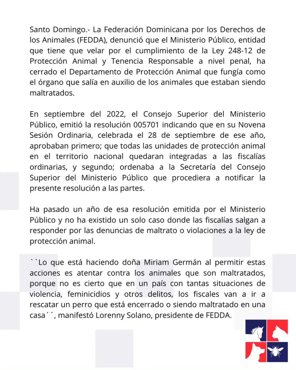 LorennySolano's tweet photo. Es crucial difundir este mensaje para que la comunidad esté plenamente informada sobre la situación actual del Departamento de Protección Animal del @ProcuraduriaRD  en nuestro país. #FEDDA https://t.co/nkmjhrs5nq