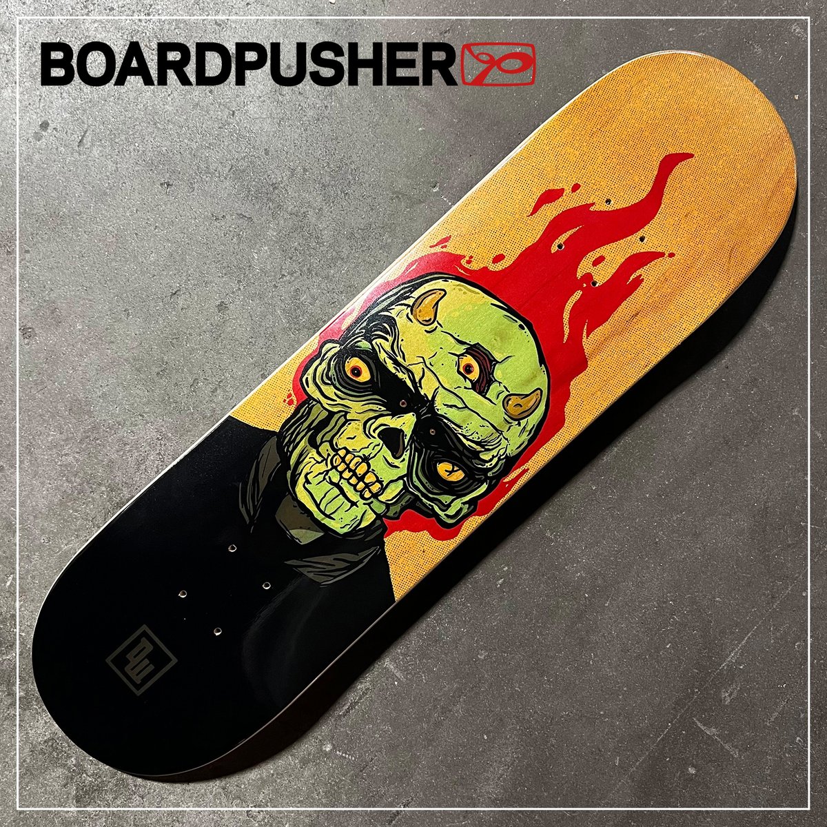 BoardPusher's tweet photo. Everyone needs a friend like @TheDjjDAbides. He gifted this #FeaturedDeck, with a graphic created by @tenebrini at https://t.co/eOBSHzK11p, to @WoodenCyclops after his #skateboard was stolen from his car. https://t.co/TldjYg5eI9