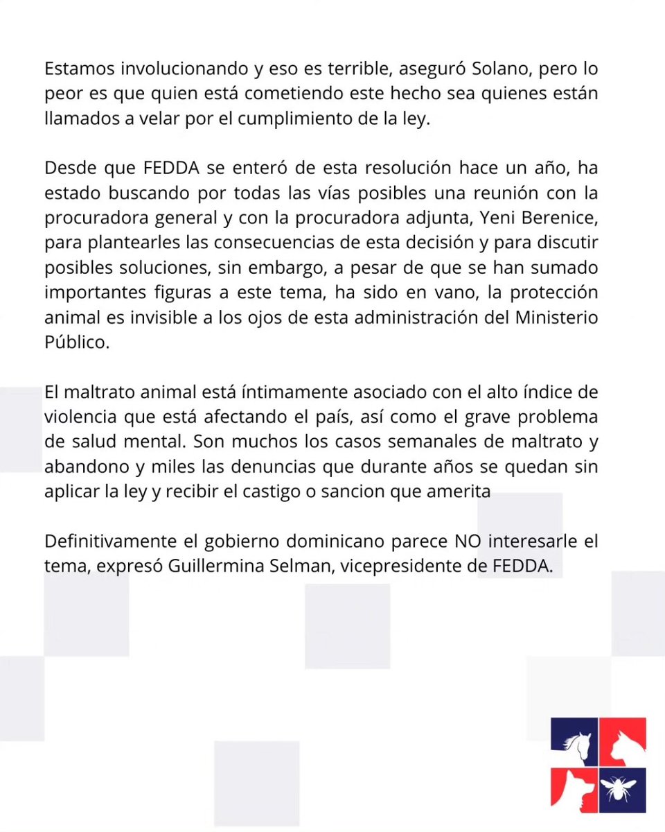 LorennySolano's tweet photo. Es crucial difundir este mensaje para que la comunidad esté plenamente informada sobre la situación actual del Departamento de Protección Animal del @ProcuraduriaRD  en nuestro país. #FEDDA https://t.co/nkmjhrs5nq