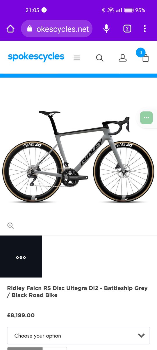 Ridley Falcn Ultegra Di2 
The Falcn RS -the ultimate road bike for any rider looking to push their limits and take their performance to the next level. Created for those who demand topnotch quality and want a reliable and efficient speed machine to help them achieve their goals.