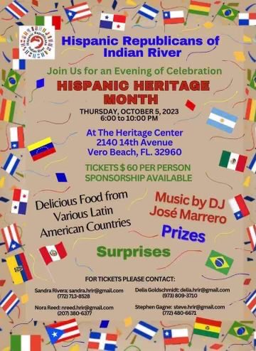 Come join the Republican Hispanic Club of IRC to celebrate the Hispanic heritage here in the USA with food ,dancing,music,etc. come meet people of different backgrounds coming together