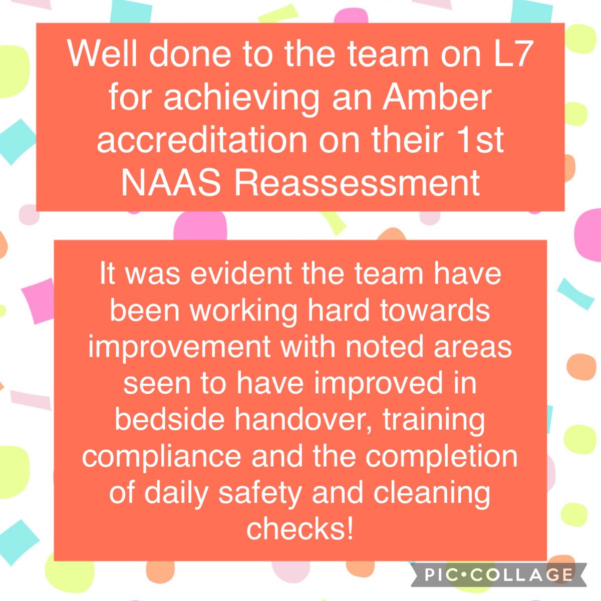 Thankyou to the team on <a href="/WardL7NCA/">Ward L7</a> for welcoming myself and @rhiashworth18 yesterday to complete their 1st NAAS Reassessment! Well done on your Amber accreditation 🧡 <a href="/NCAlliance_NHS/">Northern Care Alliance NHS Foundation Trust (NCA)</a> <a href="/SalfordCO_NHS/">Salford Care Organisation</a> <a href="/JaneGarforth1/">Jane Garforth</a> <a href="/hcarterrje/">helen carter</a> <a href="/VickT75/">Victoria Thorne</a> <a href="/jacqui_burrow/">Jacqui Burrow</a> <a href="/heathercaudle/">Professor Heather Caudle</a>