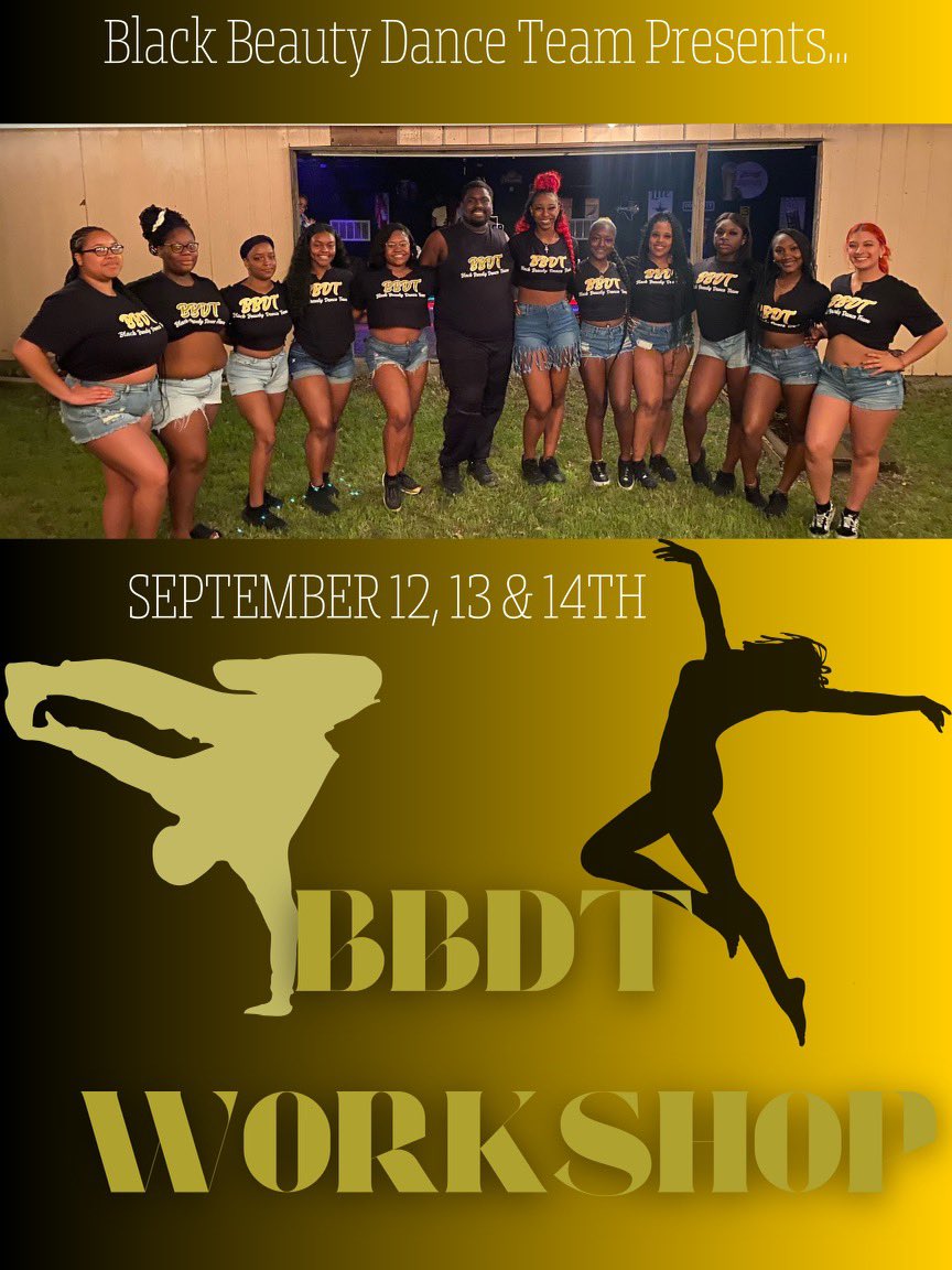 We’ve had y’all waiting long enough…🌚 if you want to join THE Black Beauty Dance Team 👯‍♀️Starting Next week from 7pm-9pm we will be having our Dance Workshop ALL DAYS  MANDATORY TO ATTEND TRYOUTS‼️ Hope to see you there 🤭