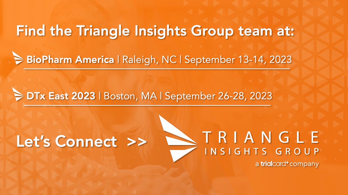 TriangleInsight's tweet image. Our team is looking forward to a busy conference season. Coming up first are BioPharm America (Sept 13-14) and DTx East (Sept 26-28). To book a meeting, please email contactus@triangleinsights.com. We would love to discuss how we can support your commercialization strategy.