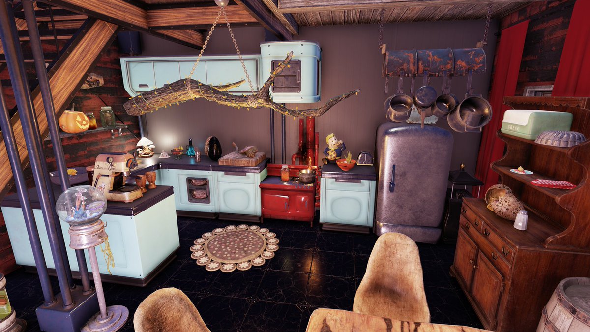 CherryPixel4's tweet image. Ok the pots and pans just MAKE this kitchen complete 🥹 #Fallout76