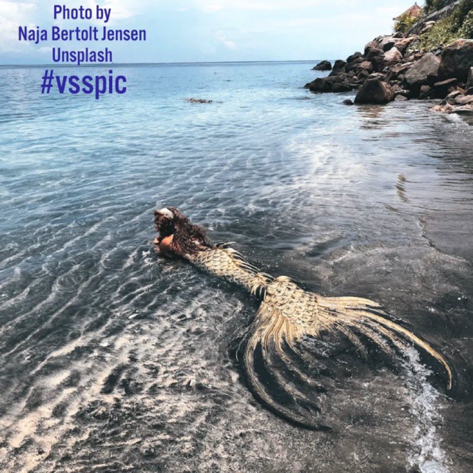 “How did you meet dad?” “It’s crazy, but I was swimming and got in his fishing net.” “That’s funny.” “It is, now bedtime.” “You left out a minor detail,” her husband said, kissing her. “One day,” she said, as she sank into a salty tub, her tail falling over the side.#vsspic