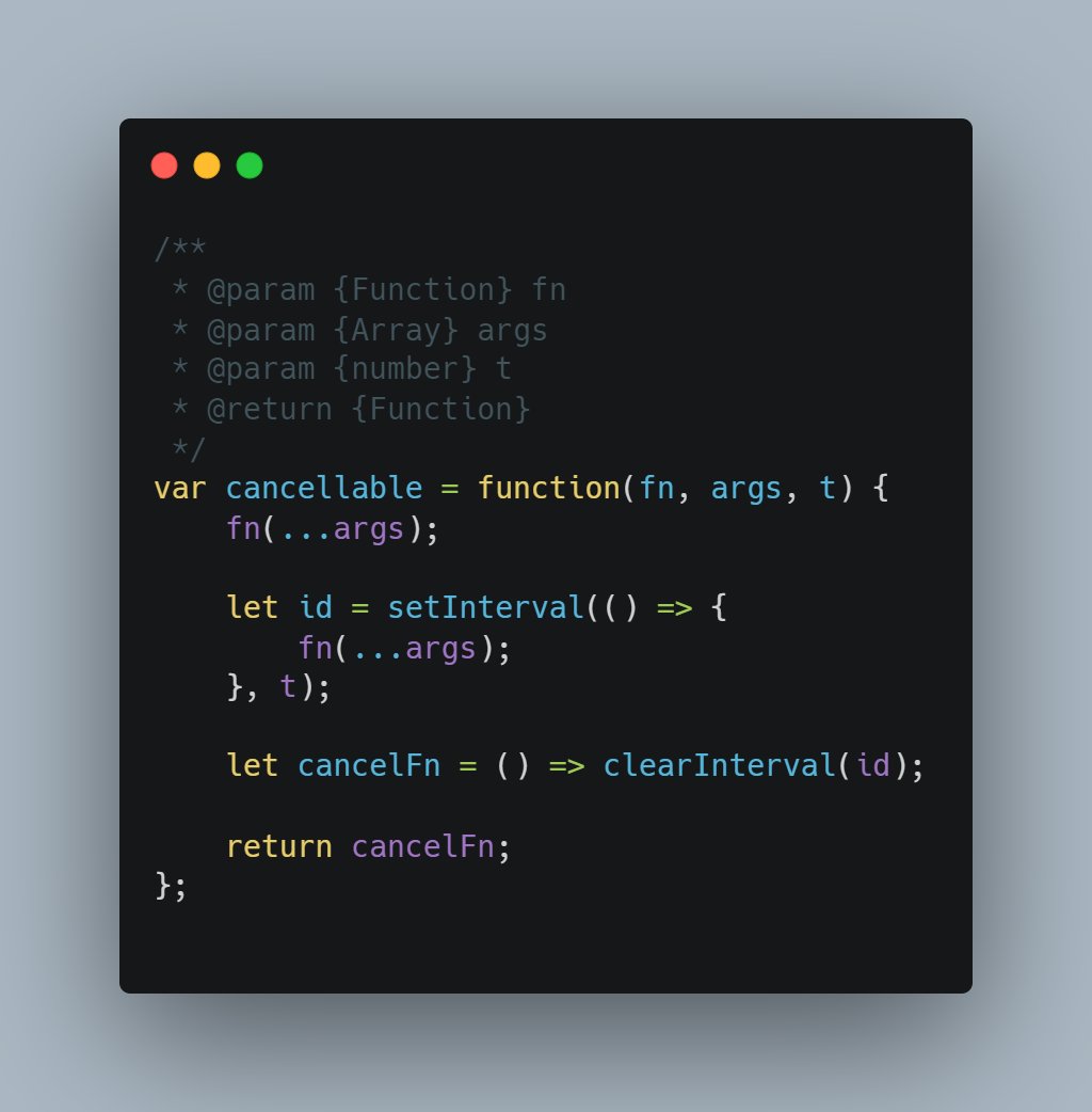 This code defines a function called cancellable. This function takes three arguments. #AlgorithmSeptember #WebDevelopment #JavaScript #Algorithms #Careerwise #AlgoSept
@RebaseAcademy
#30daysAlgo