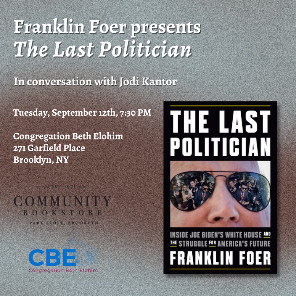 Very excited about <a href="/FranklinFoer/">Franklin Foer</a>’s book. Join us.