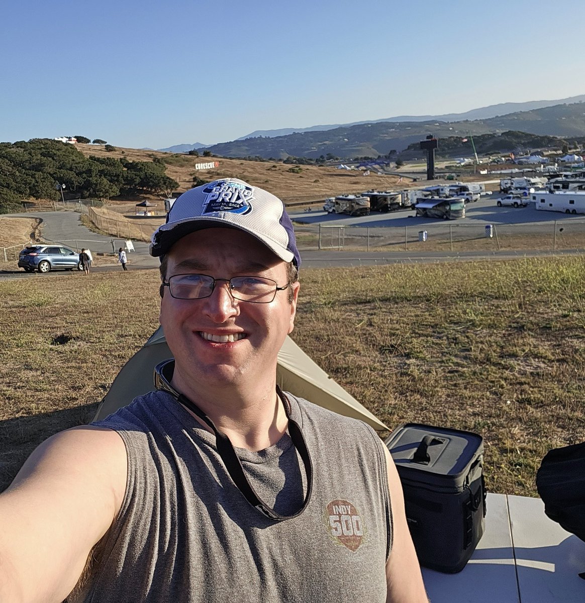 This is my temporary home for the weekend, camping hillside above @WeatherTechRcwy for the @IndyCar finale weekend! #FirestoneGP #IndyCar