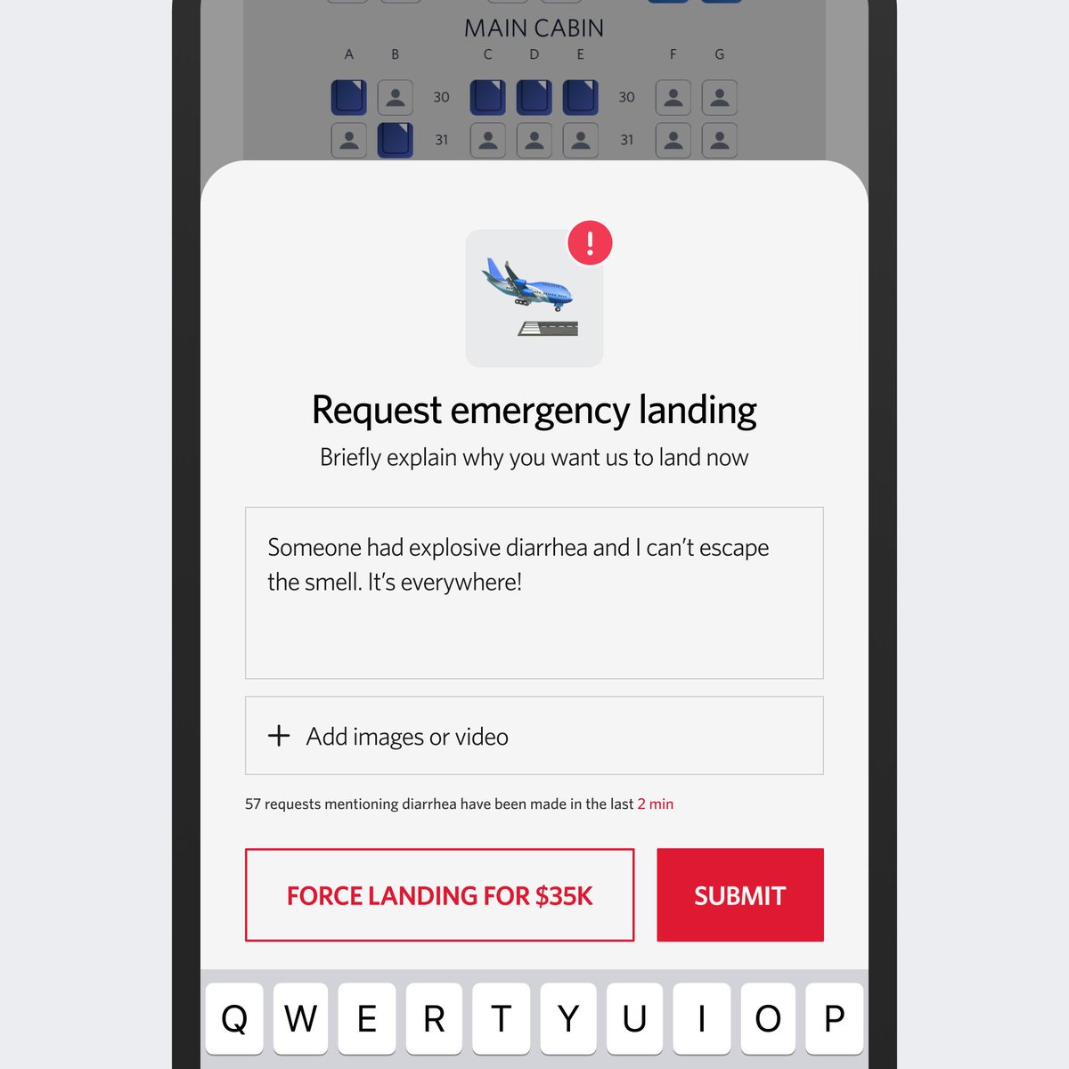 Delta airlines emergency landing request